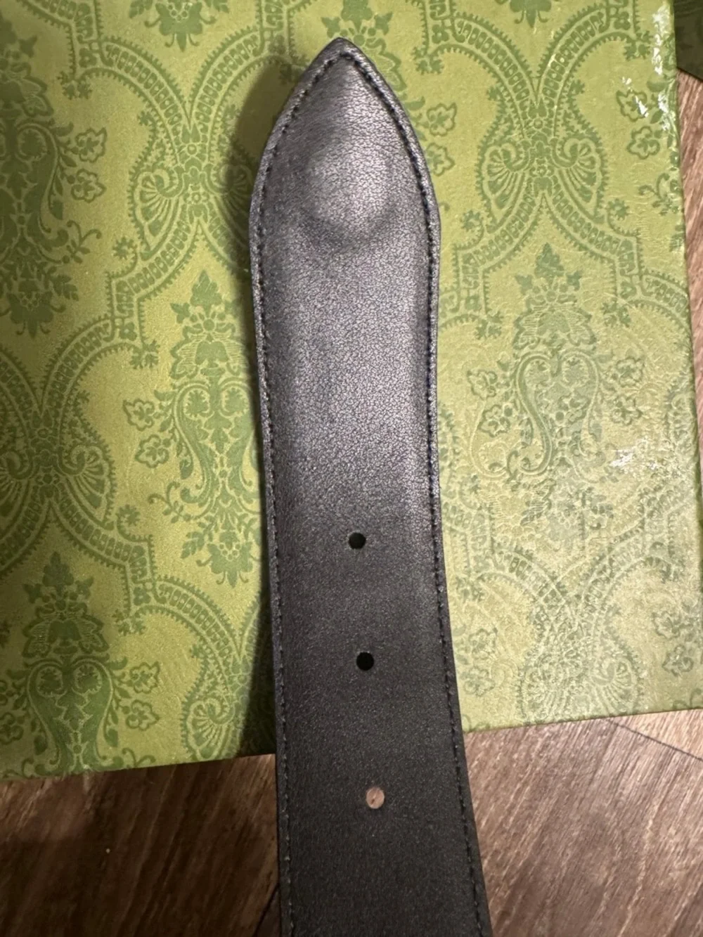 Gucci Black Embossed Leather Belt with Interlocking GG Buckle